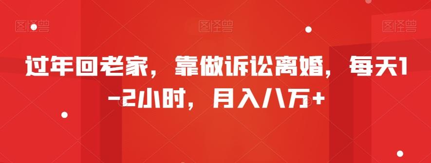 过年回老家，靠做诉讼离婚，每天1-2小时，月入八万+-89网创