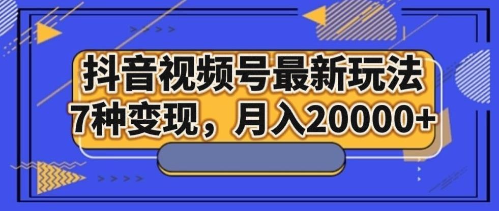 抖音视频号最新玩法，7种变现，月入20000+-89网创