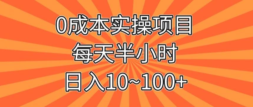 0成本实操项目，每天半小时，日入10~100+-89网创
