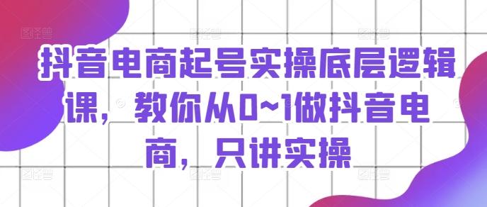 抖音电商起号实操底层逻辑课，教你从0~1做抖音电商，只讲实操-89网创