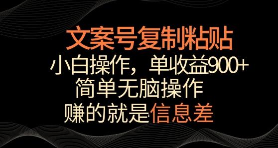 文案号掘金，简单复制粘贴，小白操作，单作品收益900+【揭秘】-89网创