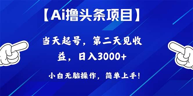 Ai撸头条，当天起号，第二天见收益，日入3000+-89网创