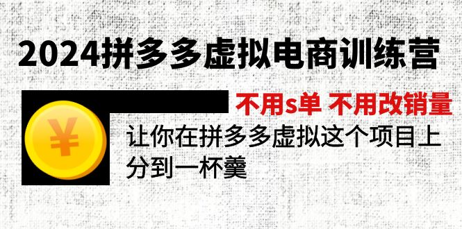 2024拼多多虚拟电商训练营 不s单 不改销量  做虚拟项目分一杯羹(更新10节-89网创
