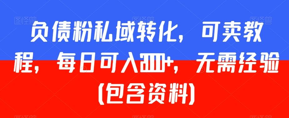 负债粉私域转化，可卖教程，每日可入2000+，无需经验（包含资料）【揭秘】-89网创