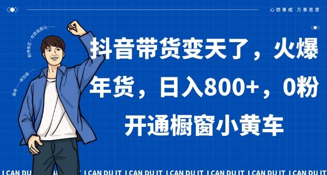 抖音带货变天了，火爆年货，日入800+，0粉开通橱窗小黄车【揭秘】-89网创
