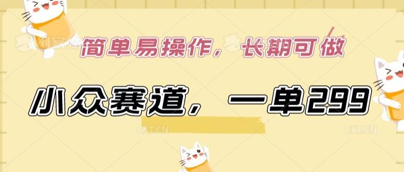 小众赛道，一单299.简单易操作，长期可做【揭秘】-89网创