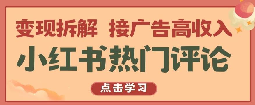 小红书热门评论，变现拆解，接广告高收入【揭秘 】-89网创