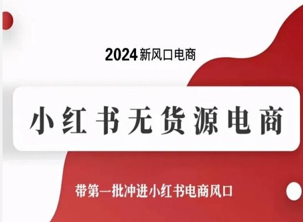 2024新风口电商，小红书无货源电商，带第一批冲进小红书电商风口-89网创