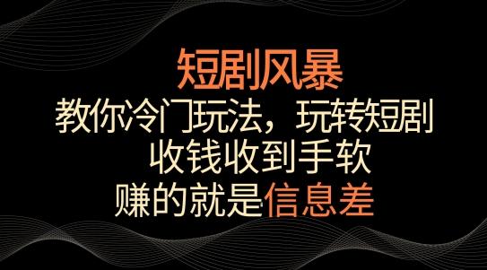 短剧风暴，教你冷门玩法，玩转短剧，收钱收到手软【揭秘】-89网创