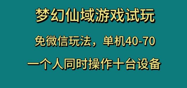 梦幻仙域游戏试玩，免微信玩法，单机40-70，一个人同时操作十台设备【揭秘】-89网创