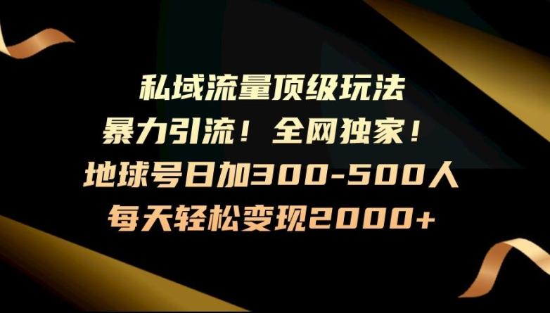 暴力引流，全网独家，地球号日加300-500人，私域流量顶级玩法，每天轻松变现2000+-89网创