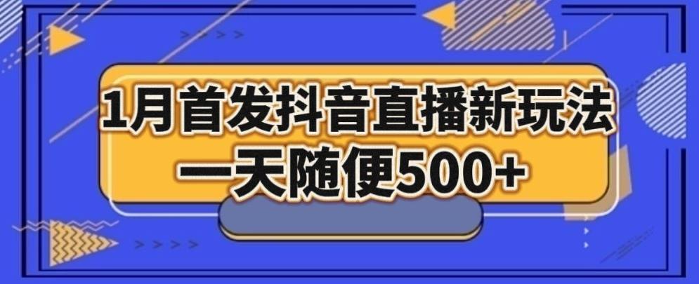 1月手法，抖音直播最新玩法，一天随便500+-89网创