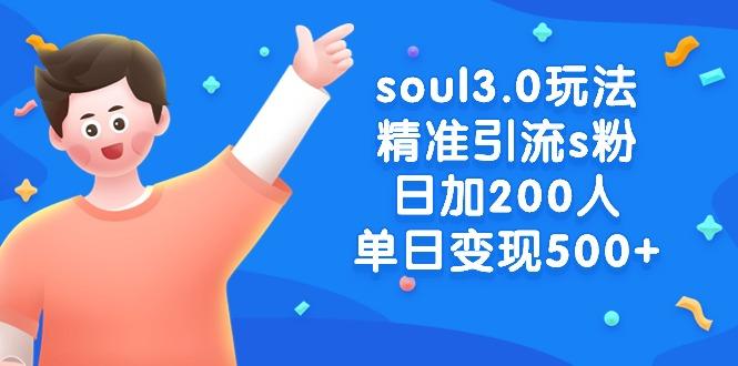 soul3.0玩法精准引流s粉，日加200人单日变现500+-89网创