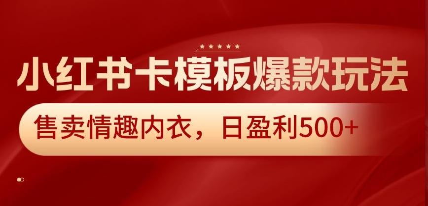 小红书卡模板爆款玩法，售卖情趣内衣，日盈利500+【揭秘】-89网创