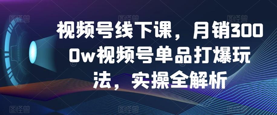 视频号线下课，月销3000w视频号单品打爆玩法，实操全解析-89网创