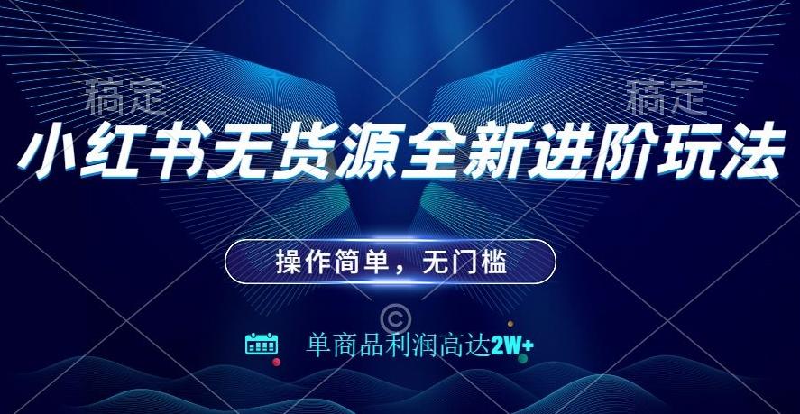 小红书无货源全新进阶玩法，操作简单，单商品利润高达2W+-89网创