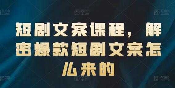 短剧文案课程，解密爆款短剧文案怎么来的-89网创
