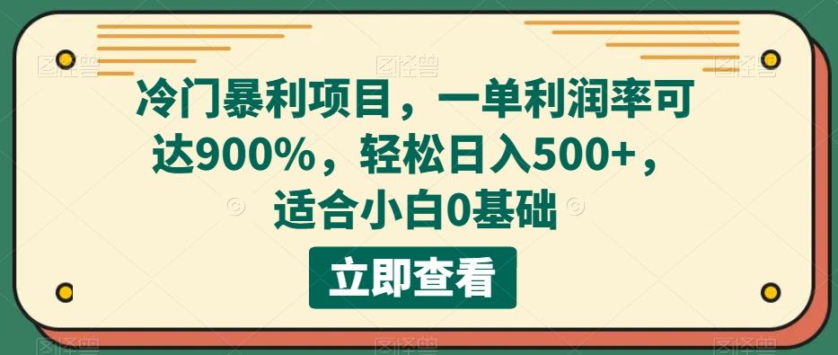 冷门暴利项目，一单利润率可达900%，轻松日入500+，适合小白0基础-89网创