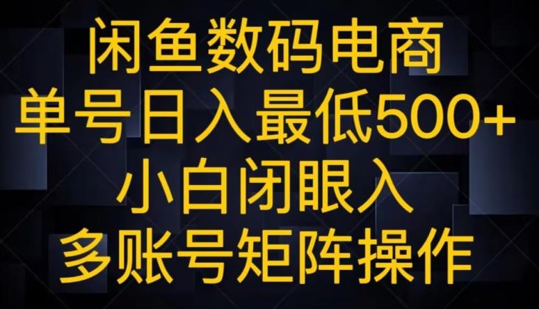 闲鱼数码电商，单号日入最低500+，小白闭眼入，多账号矩阵操作-89网创