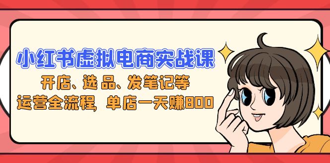 小红书虚拟电商实战课：开店、选品、发笔记等运营全流程，单店一天赚800-89网创