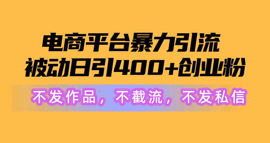 电商平台暴力引流,被动日引400+创业粉不发作品，不截流，不发私信-89网创