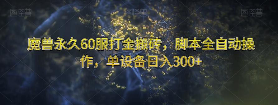 魔兽永久60服打金搬砖，脚本全自动操作，单设备日入300+【揭秘】-89网创