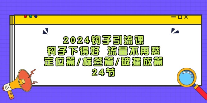 2024钩子引流课：钩子下得好流量不再愁，定位篇/标签篇/破播放篇/24节-89网创