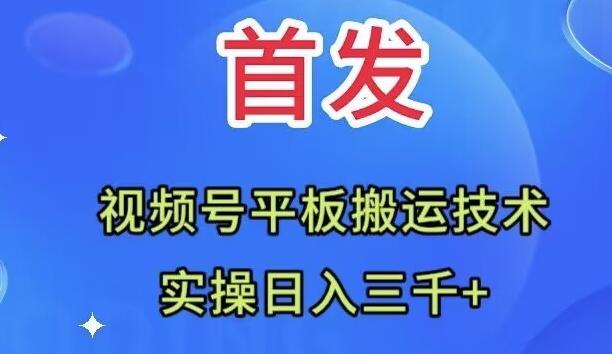 全网首发：视频号平板搬运技术，实操日入三千＋-89网创