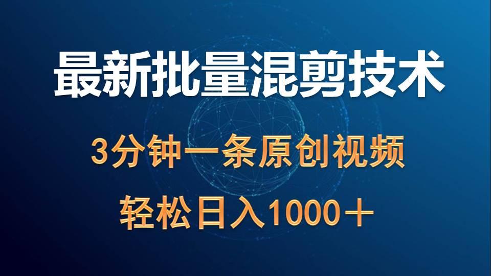 (9982期)最新批量混剪技术撸收益热门领域玩法，3分钟一条原创视频，轻松日入1000＋-89网创