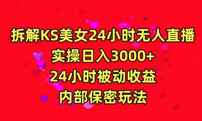 利用快手24小时无人美女直播，实操日入3000，24小时被动收益，内部保密玩法【揭秘】-89网创