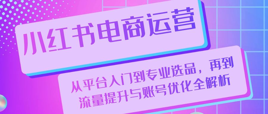 小红书电商运营：从平台入门到专业选品，再到流量提升与账号优化全解析-89网创