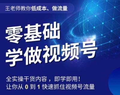 王老师教你低成本、做流量，零基础学做视频号，0-1快速抓住视频号流量-89网创