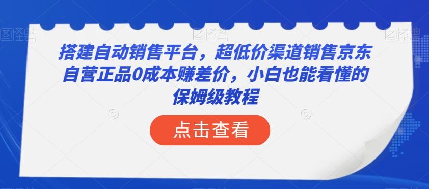 搭建自动销售平台，超低价渠道销售京东自营正品0成本赚差价，小白也能看懂的保姆级教程【揭秘】-89网创