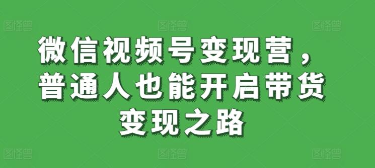 微信视频号变现营，普通人也能开启带货变现之路-89网创