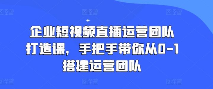 企业短视频直播运营团队打造课，手把手带你从0-1搭建运营团队-89网创