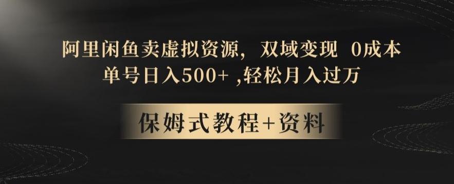 阿里闲鱼卖虚拟资源，双域变现，0成本，日入500+，轻松月入过万-89网创