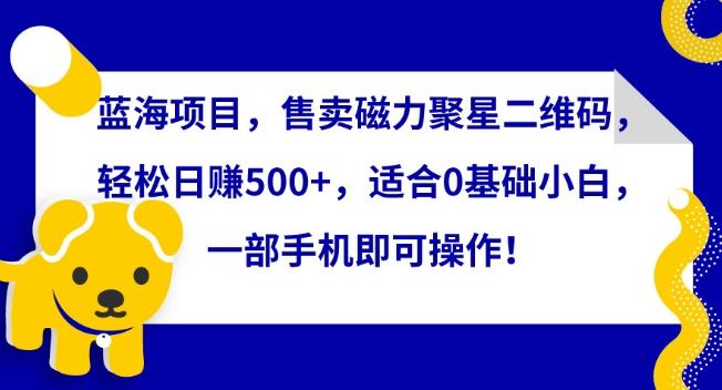 蓝海项目，售卖磁力聚星二维码，轻松日赚500+，适合0基础小白，一部手机即可操作【揭秘】-89网创