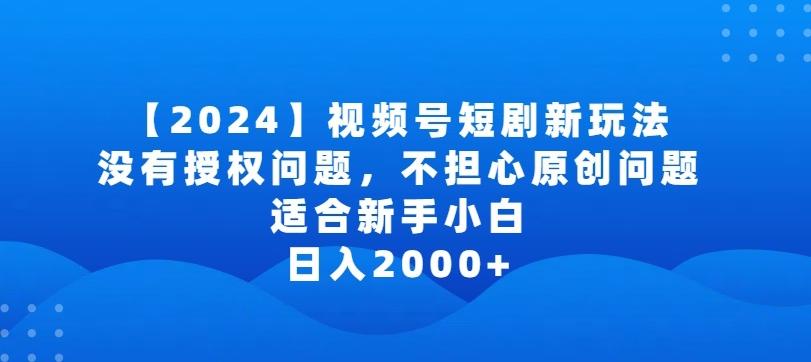2024视频号短剧玩法，没有授权问题，不担心原创问题，适合新手小白，日入2000+【揭秘】-89网创