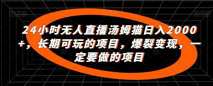 24小时无人直播汤姆猫日入2000+，长期可玩的项目，爆裂变现，一定要做的项目【揭秘】-89网创