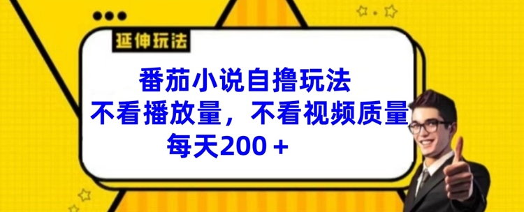番茄小说自撸玩法，不看播放量，不看视频质量，每天200+【揭秘】-89网创