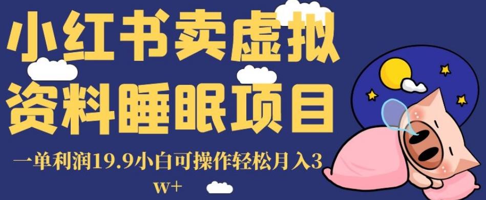 小红书卖虚拟资料睡眠项目，一单利润19.9小白可操作轻松月入3w+【揭秘】-89网创