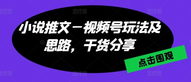 小说推文—视频号玩法及思路，干货分享-89网创