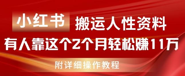 小红书搬运人性资料，有人靠这个2个月轻松赚11w，附教程【揭秘】-89网创
