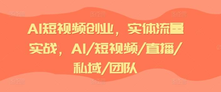 AI短视频创业，实体流量实战，AI/短视频/直播/私域/团队-89网创