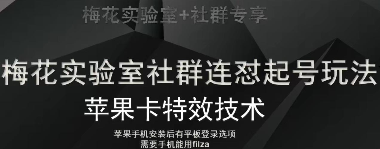梅花实验室社群视频号连怼起号玩法，最新苹果卡特效技术-89网创