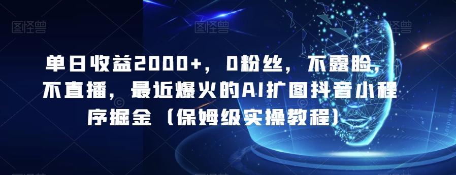 单日收益2000+，0粉丝，不露脸，不直播，最近爆火的AI扩图抖音小程序掘金（保姆级实操教程）-89网创