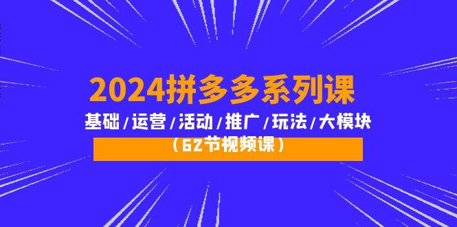 (10019期)2024拼多多系列课：基础/运营/活动/推广/玩法/大模块(62节视频课)-89网创