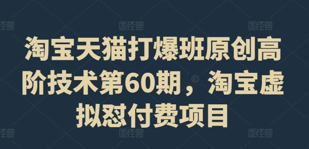 淘宝天猫打爆班原创高阶技术第60期，淘宝虚拟怼付费项目-89网创