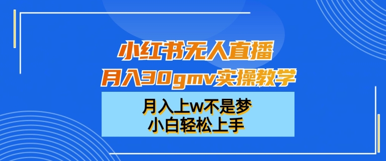小红书无人直播月入30gmv实操教学，月入上w不是梦，小白轻松上手【揭秘】-89网创