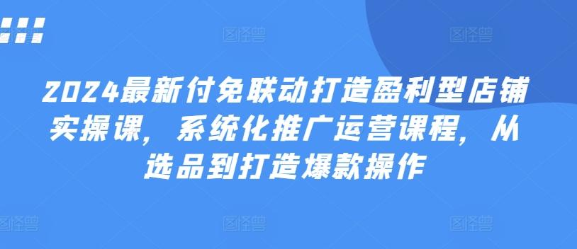 2024最新付免联动打造盈利型店铺实操课，​系统化推广运营课程，从选品到打造爆款操作-89网创